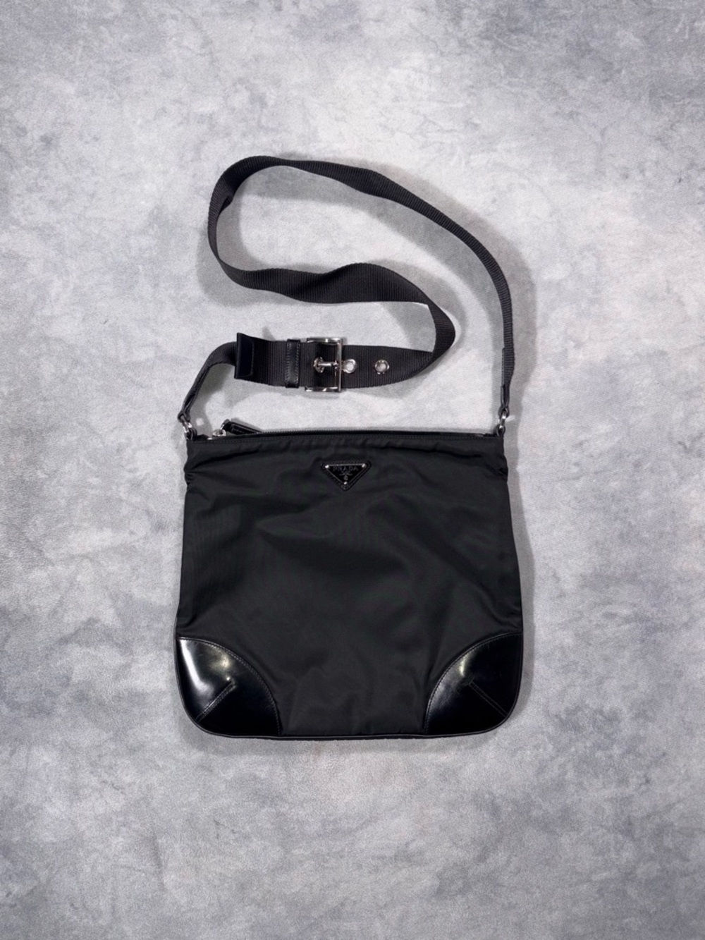 RARE PRADA Archive Luxury Casual 2013 Vitello Trimmed Tessuto Shoulder Bag